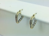 10k Yellow Gold Round Cut 18pt Diamond Row Set Heart Earrings