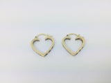 10k Yellow Gold Round Cut 18pt Diamond Row Set Heart Earrings