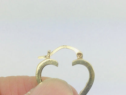 10k Yellow Gold Round Cut 18pt Diamond Row Set Heart Earrings