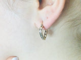 10k Yellow Gold Round Cut 18pt Diamond Row Set Heart Earrings