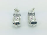 14k White Gold Oval Cut 1.2ct Rose Quartz & 28pt Diamond Earrings