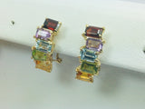 14k Yellow Gold Garnet, Amethyst, Blue Topaz, Peridot & Citrine Clip-On Earrings