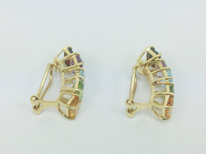 14k Yellow Gold Garnet, Amethyst, Blue Topaz, Peridot & Citrine Clip-On Earrings