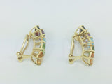 14k Yellow Gold Garnet, Amethyst, Blue Topaz, Peridot & Citrine Clip-On Earrings