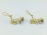 14k Yellow Gold Garnet, Amethyst, Blue Topaz, Peridot & Citrine Clip-On Earrings
