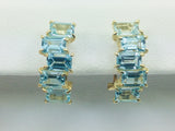 14k Yellow Gold Emerald Cut Blue Topaz Clip-On Earrings