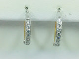 18k White and Yellow Gold Round Cut Cubic Zirconia (CZ) Hoop Earrings