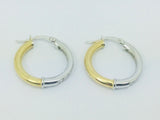18k White and Yellow Gold Round Cut Cubic Zirconia (CZ) Hoop Earrings