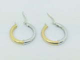 18k White and Yellow Gold Round Cut Cubic Zirconia (CZ) Hoop Earrings