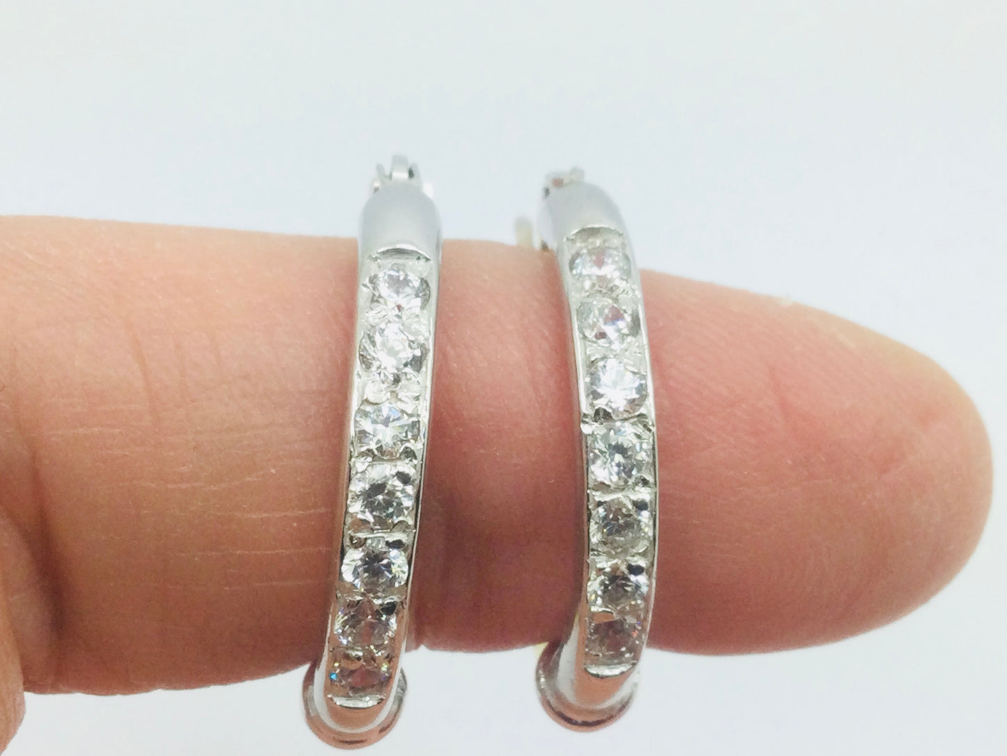 18k White and Yellow Gold Round Cut Cubic Zirconia (CZ) Hoop Earrings