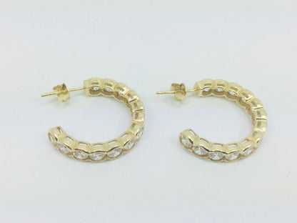 14k Yellow Gold Round Cut Cubic Zirconia (CZ) Earrings
