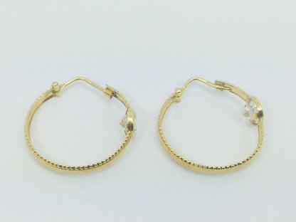 14k Yellow Gold Round Cut Cubic Zirconia (CZ) Hoop Earrings