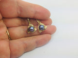 10k Yellow Gold Black Tahitian Pearl Earrings