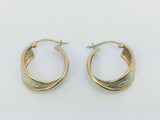 10k White and Yellow Gold Round Circular Hoop Earrings