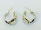 14k White and Yellow Gold Round Circular Hoop Earrings