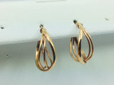 14k Rose Gold Three Strand Oval Hoop Earrings