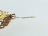 10k Yellow Gold Filigree Style Oval Hoop Earrings