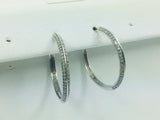 14k White Gold Round Cut 50pt Diamond Hoop Earrings