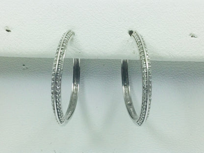 14k White Gold Round Cut 50pt Diamond Hoop Earrings