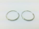 14k White Gold Round Cut 50pt Diamond Hoop Earrings