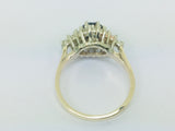 14k Yellow Gold Round Cut 65pt Sapphire & 20pt Diamond Cluster Ring