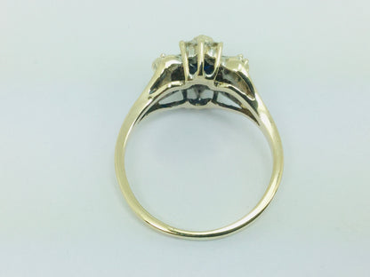 10k Yellow Gold Marquise Cut 50pt Sapphire & 19pt Diamond Ring