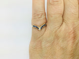 10k Yellow Gold Round Cut 12pt Sapphire & Diamond Chevron Ring