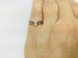 10k Yellow Gold Round Cut 12pt Sapphire & Diamond Chevron Ring