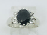 14k White Gold Oval Cut 1.25ct Sapphire & 15pt Diamond Accent Ring