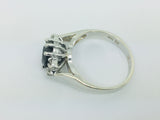 14k White Gold Oval Cut 1.25ct Sapphire & 15pt Diamond Accent Ring