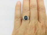 14k White Gold Oval Cut 1.25ct Sapphire & 15pt Diamond Accent Ring