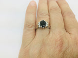 14k White Gold Oval Cut 1.25ct Sapphire & 15pt Diamond Accent Ring