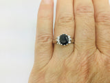 14k White Gold Oval Cut 1.25ct Sapphire & 15pt Diamond Accent Ring