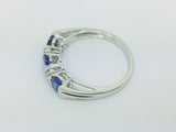 14k White Gold Oval Cut 1ct Tanzanite Trinity & 6pt Diamond Ring