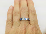 14k White Gold Oval Cut 1ct Tanzanite Trinity & 6pt Diamond Ring