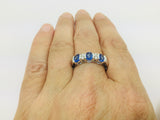 14k White Gold Oval Cut 1ct Tanzanite Trinity & 6pt Diamond Ring