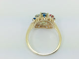 10k Yellow Gold Round Cut 9 Stone Family Ring
