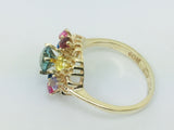 10k Yellow Gold Round Cut 9 Stone Family Ring