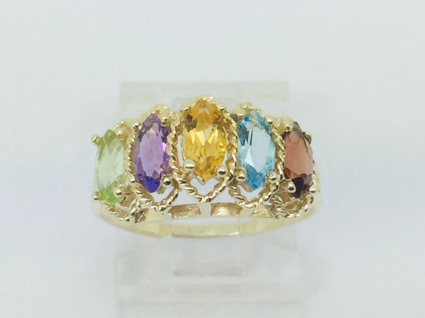 10k Yellow Gold Marquise Cut 5 Stone Family Ring