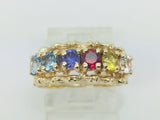 10k Yellow Gold Round Cut 6 Stone Family Ring