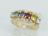 10k Yellow Gold Round Cut 6 Stone Family Ring