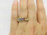 10k Yellow Gold Round Cut 6 Stone Family Ring
