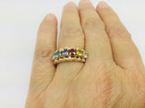 10k Yellow Gold Round Cut 6 Stone Family Ring