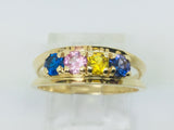 10k Yellow Gold Round Cut 4 Stone Family Row Set Ring