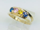 10k Yellow Gold Round Cut 4 Stone Family Row Set Ring