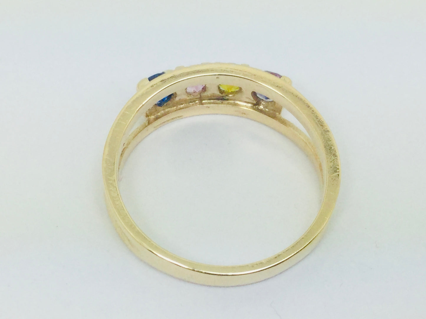10k Yellow Gold Round Cut 4 Stone Family Row Set Ring