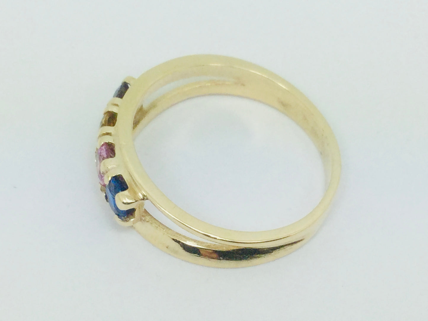 10k Yellow Gold Round Cut 4 Stone Family Row Set Ring
