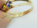 10k Yellow Gold Round Cut 4 Stone Family Row Set Ring