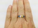 10k Yellow Gold Round Cut 4 Stone Family Row Set Ring