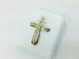 10k Yellow Gold Round Cut 11pt Diamond Cross Pendent